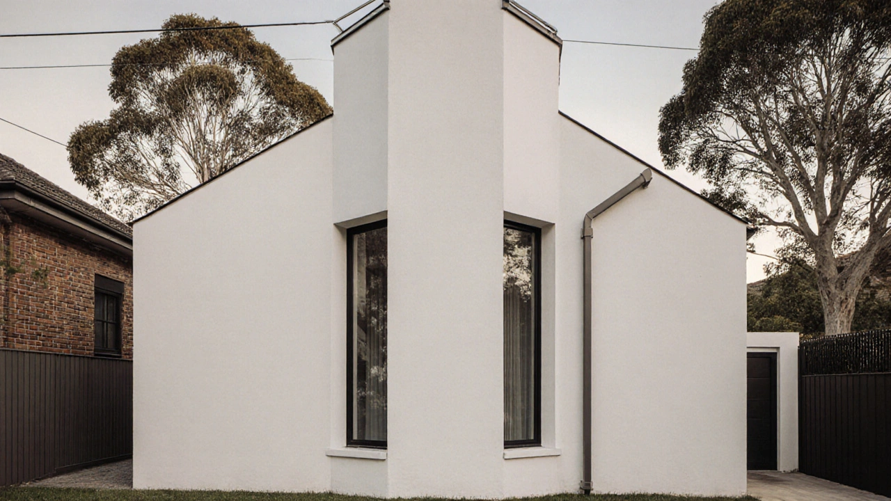 Modern Melbourne home with Italianate proportions, minimal trim, and tall windows.