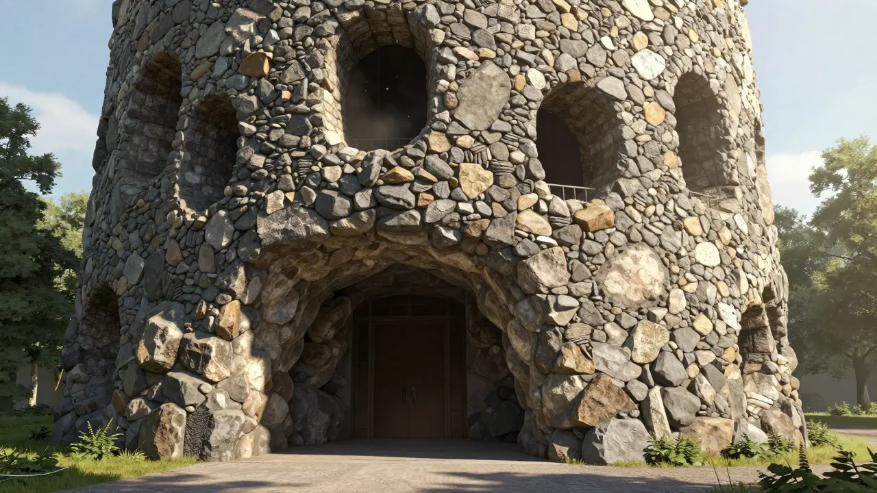 Einstein Tower in Potsdam with rugged, cave-like masonry