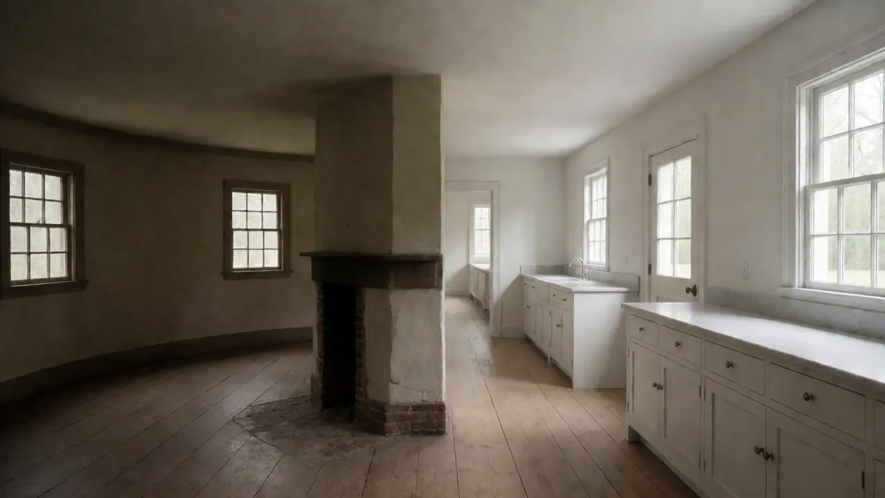 Comparison of original colonial and revival interior layouts