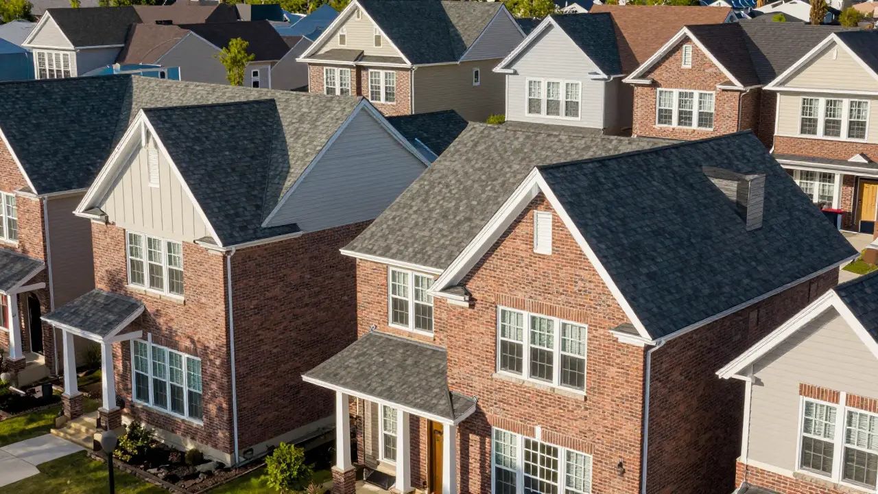 Modern suburban homes featuring updated Colonial Revival architecture
